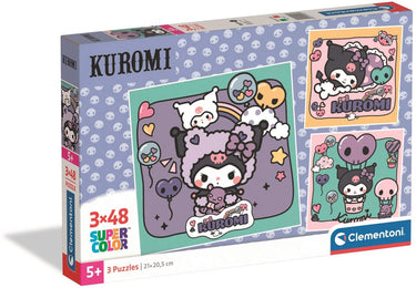 Clementoni kuromi kinderpuzzel 3x48 stukjes - sanrio legpuzzel - educatief speelgoed - puzzels spelletjes voor meisjes en kinderen vanaf 4 jaar