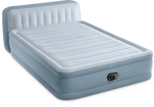 Intex plush headboard luchtbed met ingebouwde pomp - 236 x 152 x 46 cm