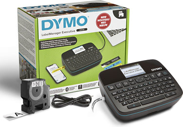Dymo labelmanager executive 640 cb draagbare labelprinter | compacte labelmakermachine met qwertz-toetsenbord | bluetooth- en usb-connectiviteit | compatibel met d1 standaard en duurzame labels