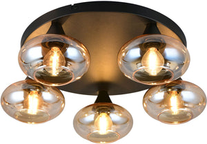 Rl live your light reality divina - plafondlamp - amber - excl. 5x e14 4 w - plafondbevestiging