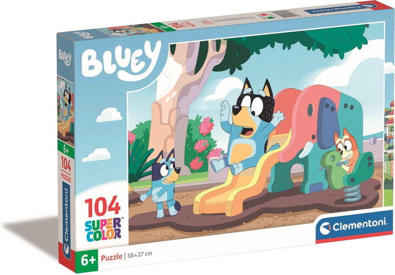 Afbeelding laden in galerijviewer, Clementoni legpuzzel bluey op de glijbaan, 104st.
