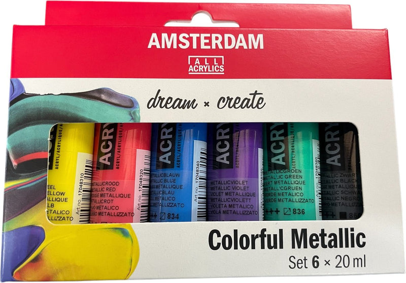 Afbeelding laden in galerijviewer, Royal talens amsterdam standard series acrylverf kleurrijke metallic set | 6 x 20 ml
