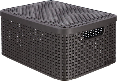 Curver style opbergmand m - met deksel - l 39,3 x b 29,3 x h 18,7 cm - bruin