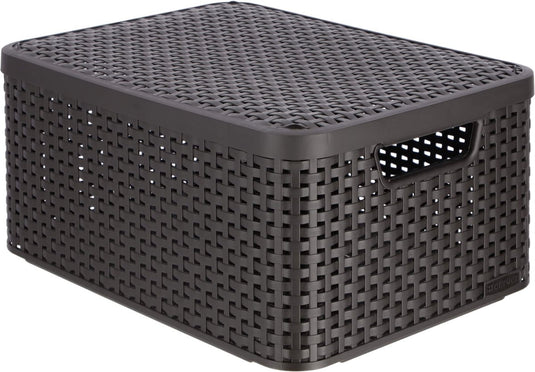 Curver style opbergmand m - met deksel - l 39,3 x b 29,3 x h 18,7 cm - bruin