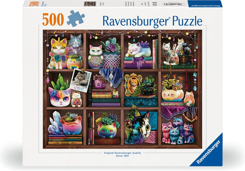 Afbeelding laden in galerijviewer, Ravensburger puzzel cubby cats and succulents - legpuzzel - 500 stukjes
