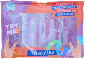 Eddy toys sensory water bag 3ass - fidget speelfiguur - sensorisch waterzakje - stressverlichting - geschikt vanaf 3 jaar - kunststof - 23x15x1,5 cm - blauw, roze en lichtblauw - 2 jaar garantie