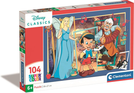 Clementoni - kinderpuzzel - 104 stukjes - pinocchio - puzzel vanaf 6 jaar