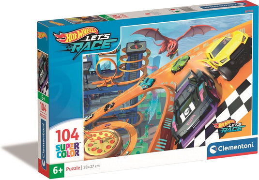 Clementoni - puzzel - 104 stukjes - hot wheels - puzzel voor kinderen - supercolor