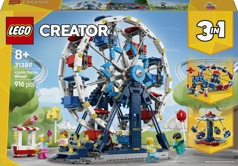 Cargue la imagen en el visor de la galería, Lego creator 3in1 klassiek reuzenrad, ufo-attractie en zweefmolen speelgoed voor kinderen 31389
