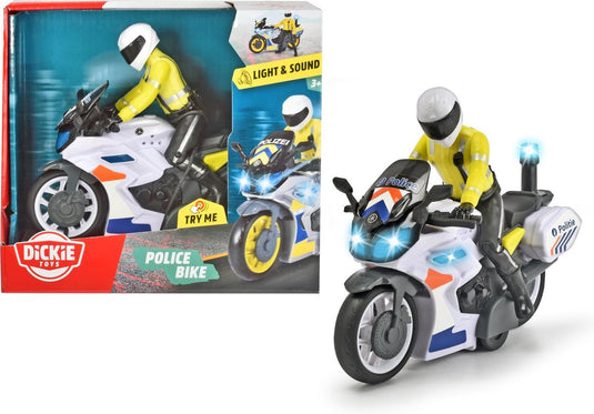 Dickie toys politie motor - belgische versie - 17 cm - licht geluid - speelgoedvoertuig