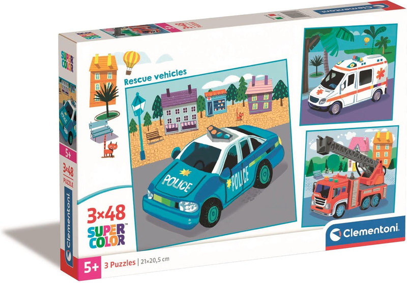 Afbeelding laden in galerijviewer, Clementoni legpuzzel super color vierkant hulpdiensten, 3x48st.
