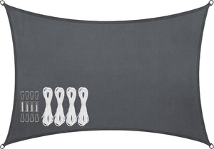 Abbey camp schaduwdoek - pes - 3 x 4 m - grijs - zonnedoek - rvs ringen - sunshade