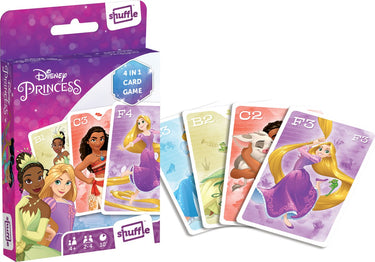 Shuffle disney princess - 4-in-1 kaartspellen (kwartet, memo, snap, actiespel)