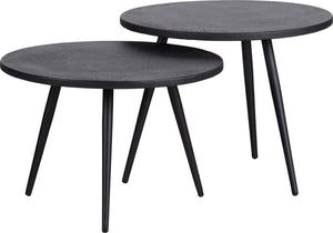 Woood suze bijzettafels - hout metaal - zwart - set van 2