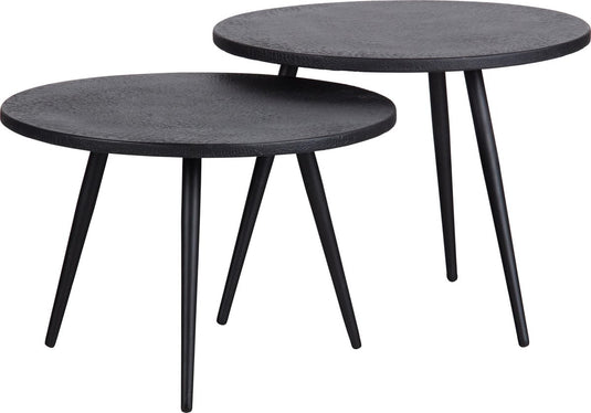 Woood suze bijzettafels - hout metaal - zwart - set van 2
