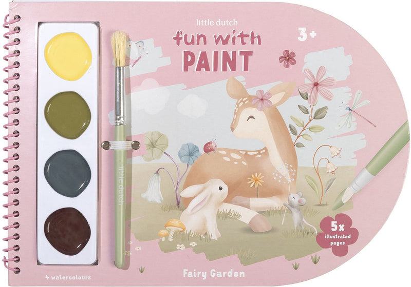 ギャラリービューアに画像をロードする, Little dutch verfboek fairy garden - knutselboek tekenen en schilderen, incl kwast en 4 kleuren verf - peuter kleuter - vakantieboek - speelgoed 3 jaar
