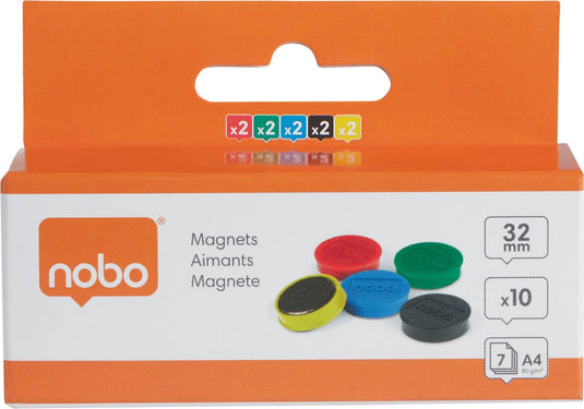 Nobo whiteboard-magneten 1915304 kleurenassortiment magnetisch