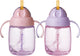 Tommee tippee rietjesbeker - 2 stuks - 240 ml - met handgrepen en verzwaard siliconen rietje - voor peuters van 6m+ maanden - roze en paars