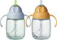 Tommee tippee rietjesbeker - 2 stuks - 240 ml - met handgrepen en verzwaard siliconen rietje - voor peuters van 6m+ maanden - blauw en oranje