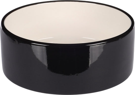 Flamingo rocky - eet- en drinkpot honden - eet-en drinkpot hond rocky keram. zwart rond 900ml 16,5x6,5cm - 1st - 133758 - 1st