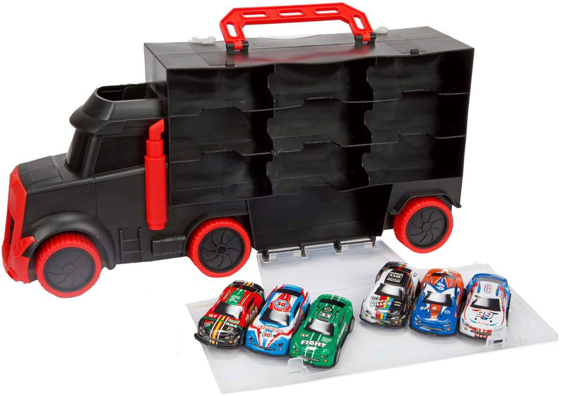 Afbeelding laden in galerijviewer, Toi toy turbo racers vrachtwagen met 6 pull-back raceauto's
