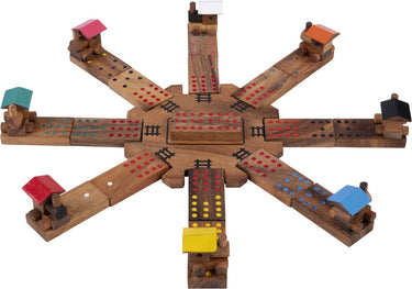 Engelhart mexican domino – houten strategiespel – mexican train dominospel – gezelschapsspel – logisch denkspel – acaciahout –