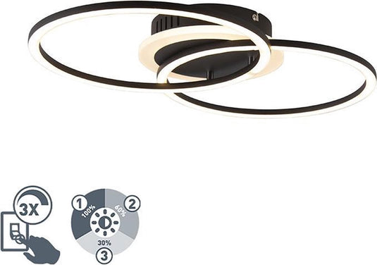 Rl live your light reality venida - plafondlamp - zwart mat - incl. 1x smd 25 w - dimbaar met schakelaar - niet geschikt voor externe dimmer - wand- en plafondmontage - geheugenfunctie - geheugenfunctie via de wandschakelaar