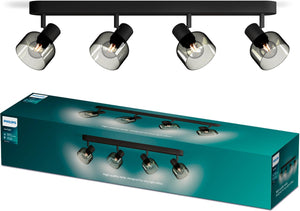 Philips led philips sleet spot - plafondspot met vier lichtpunten - met gerookt glas - kleine fitting e14