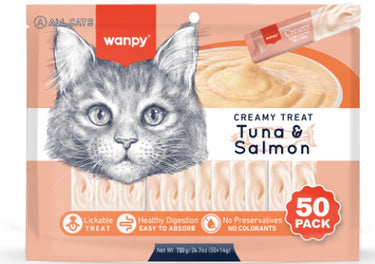 Wanpy creamy lickable treats - tuna salmon - voordeelpack 50 stuks - kattensnack