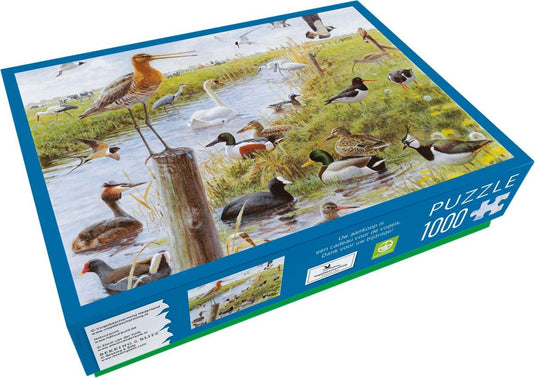Bekking blitz - puzzel - 1.000 stukjes - kunst - weidevogels - elwin van der kolk - vogelbescherming nederland