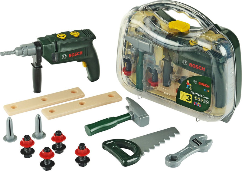 ギャラリービューアに画像をロードする, Klein toys bosch mini 16-delige speelgoed gereedschapskoffer - boormachine, hamer, zaag, steeksleutel en gereedschap accessoires - incl. licht- en geluidseffecten - groen
