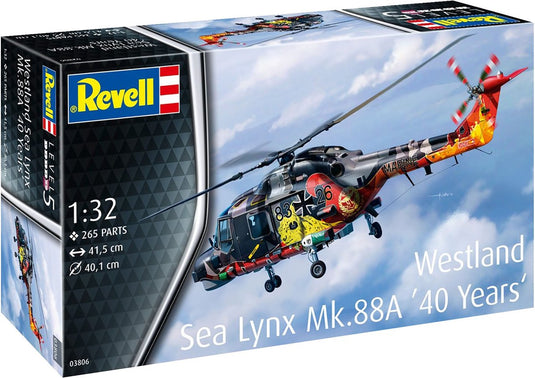 Revell modelbouwpakket militaire voertuigen - 03806 westland sea lynx mk.88a - speciale kleuren - 40 jaar! - helikopter plastic - 1:32 - modelbouw