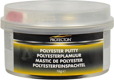 Protecton polyesterplamuur - voor het egaliseren van oneffenheden - toepasbaar op staal, aluminium, hout, beton polyester - elastisch en zeer goed schuurbaar – incl. tube verharder – 1 kg