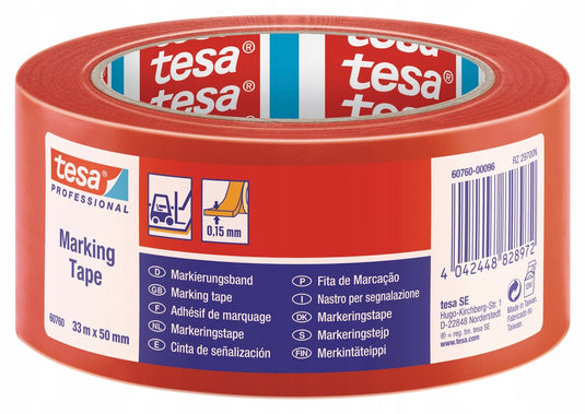 Tesa flex serie - pvc waarschuwingslint - 33m x 50mm - rood