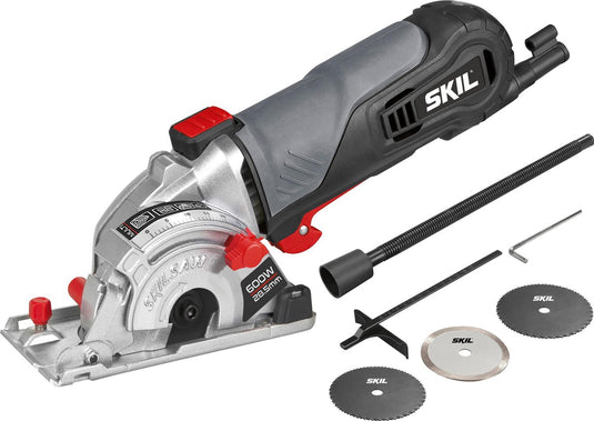 Skil multizaag 600w - elektrische handzaag - cirkelzaag - compacte multizaag machine - breedtegeleider - zaagcapaciteit 28.5mm - inclusief 2x zaagbladen 80 tanden - 5330 aa
