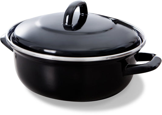 Bk fortalit emaille braadpan 20cm 1.4l – inductie braadpan – geëmailleerd staal – ovenbestendig tot 230 graden – geen antiaanbaklaag – met deksel – zwart blauw