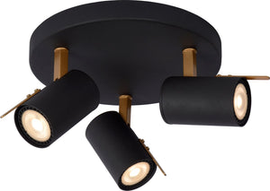 Lucide grony - plafondspot (plafondlamp) - led dim to warm - gu10 - 3x5w 2200k 3000k - zwart
