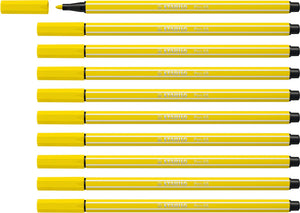Stabilo pen 68 - premium viltstift - citroen geel - doos 10 stuks