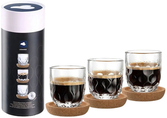 Leonardo gocce espresso glas 60ml met onderzetter - set 6