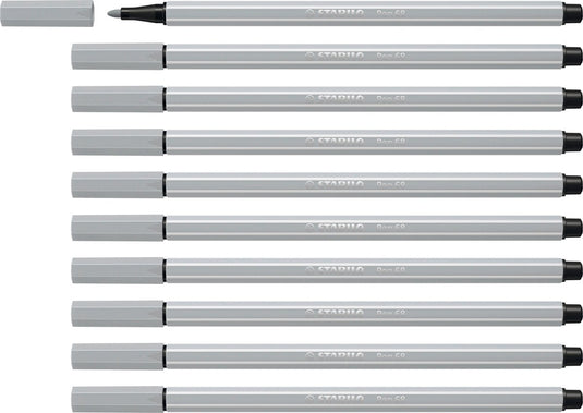 Stabilo pen 68 - premium viltstift - licht grijs - doos 10 stuks