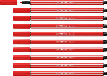 Stabilo pen 68 - premium viltstift - karmijnrood - doos 10 stuks