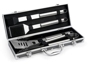 Leopold vienna - barbecuegereedschap 4-delige set in grillkoffer - bbq accessoires