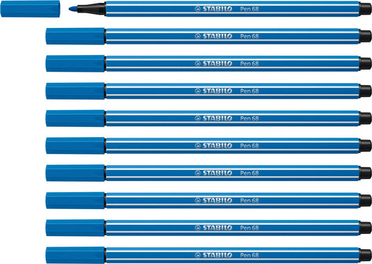 Stabilo pen 68 - premium viltstift - ultramarijn blauw - doos 10 stuks