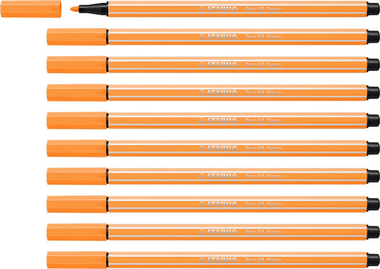 Stabilo pen 68 - premium viltstift - neon oranje - doos 10 stuks