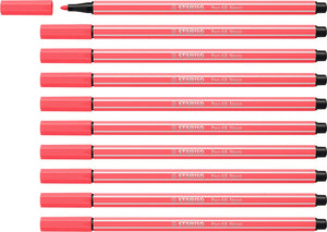 Stabilo pen 68 - premium viltstift - neon rood - doos 10 stuks