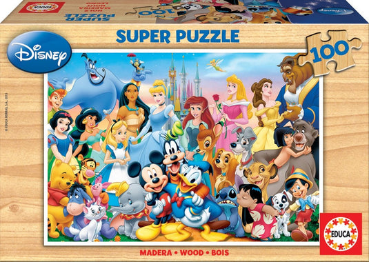 Educa - puzzel 100 stukjes - de magische wereld van disney - puzzel in hout