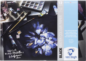 Van gogh zwart blok met aquarelverfpapier 12 vellen 360 g formaat 29,7 x 21 cm (a4) - fsc mix