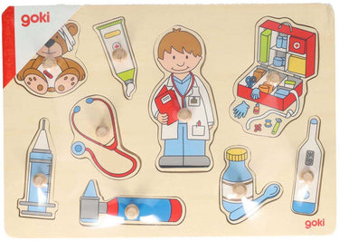 Goki houten noppenpuzzel - bij de dokter
