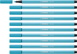 Stabilo pen 68 - premium viltstift - azuur blauw - doos 10 stuks