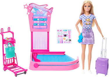 Barbie 'malibu' reispop - speelset met bagageband en accessoires
